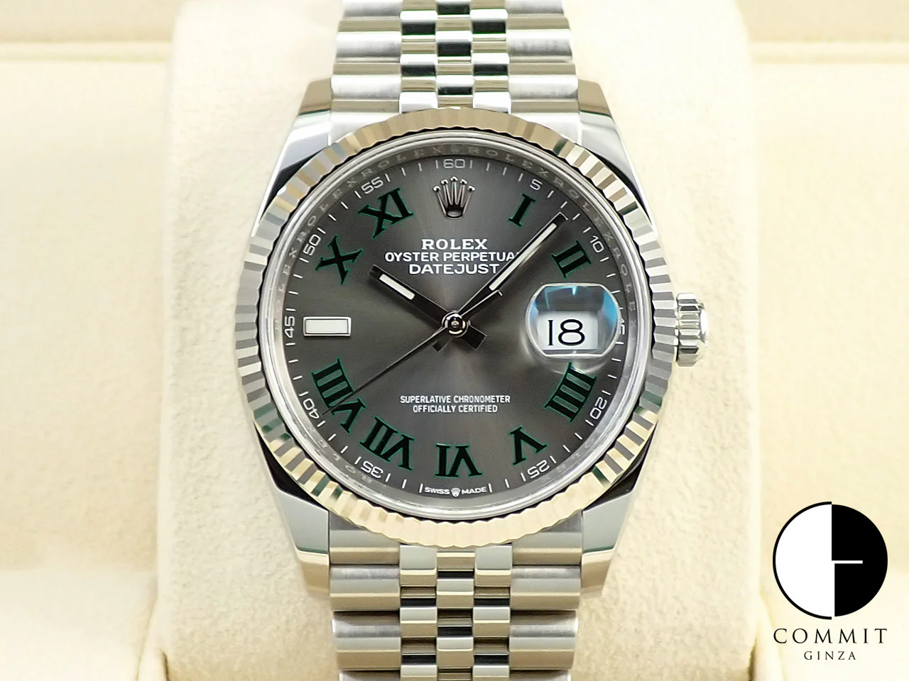 ロレックス デイトジャスト36 Ref.126234 ステンレススチール/ホワイトゴールド スレートローマン文字盤 ジュビリーブレスレット 中古 1KVURJHC