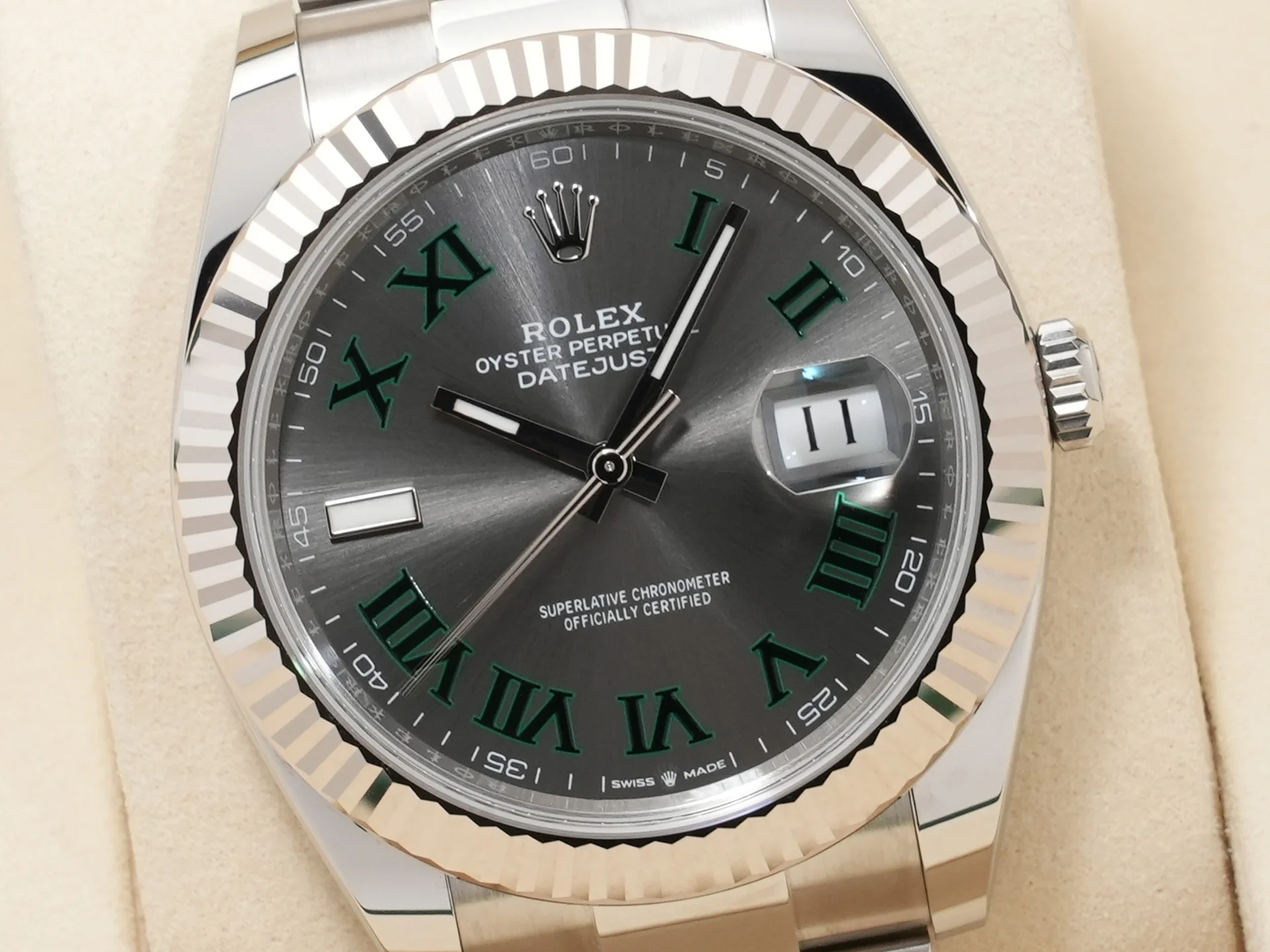 ロレックス デイトジャスト41 Ref.126334 ステンレススチール/ホワイトゴールド スレートローマン文字盤 オイスターブレスレット - Image 3