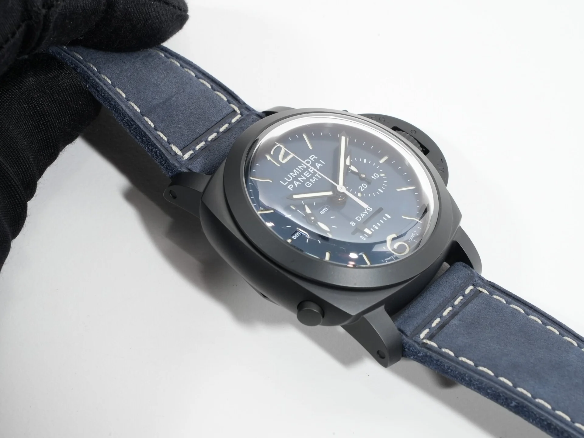 パネライ ルミノール クロノ モノプルサンテ GMT ブルーノッテ Ref.PAM01135 ミッドナイトブルー文字盤 美品 4352s9nk - Image 5