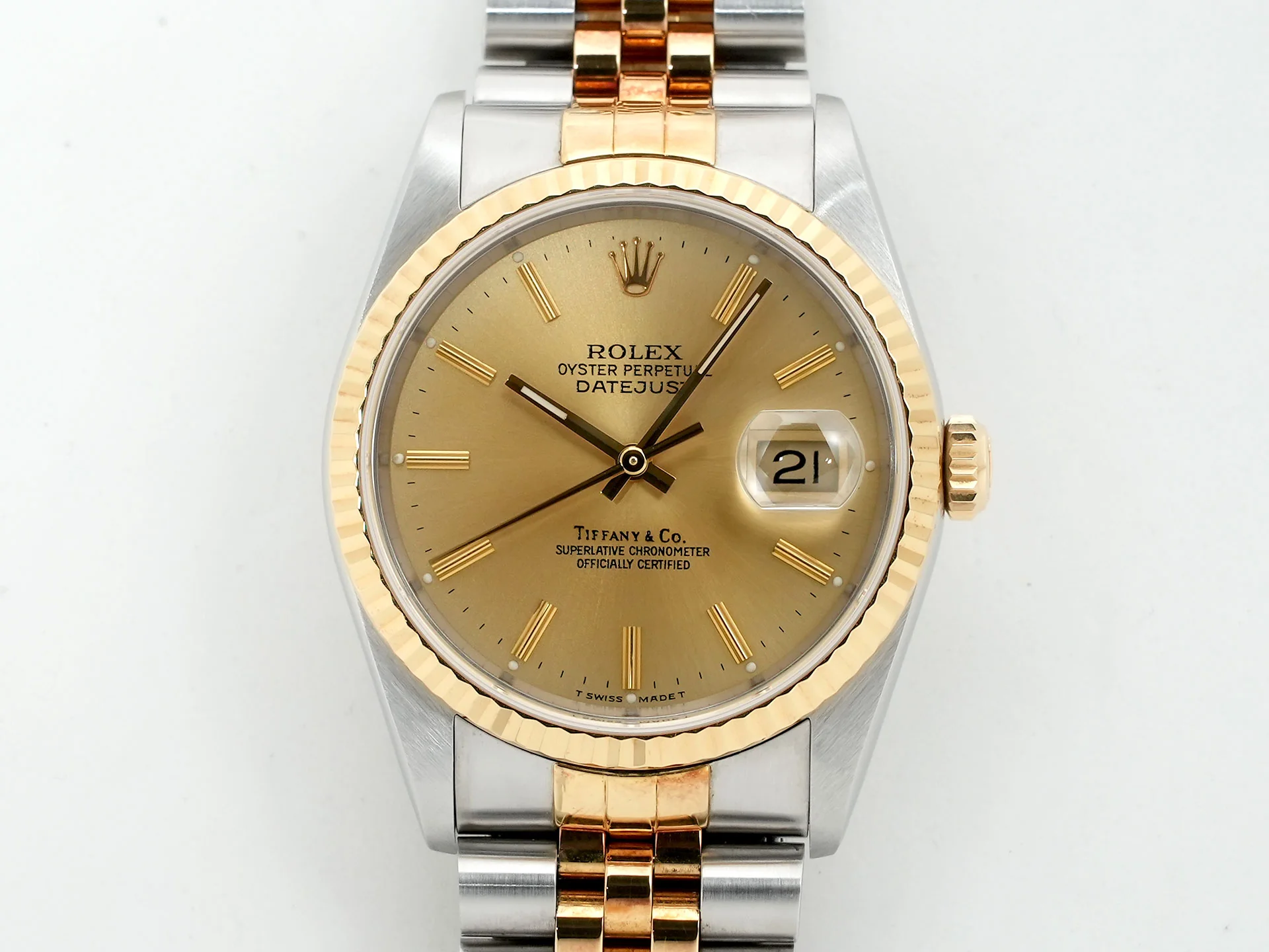 ロレックス デイトジャスト36 TIFFANY Wネーム Ref.16233 ステンレススチール/イエローゴールド シャンパン文字盤 中古 4nn7yapc - Image 2
