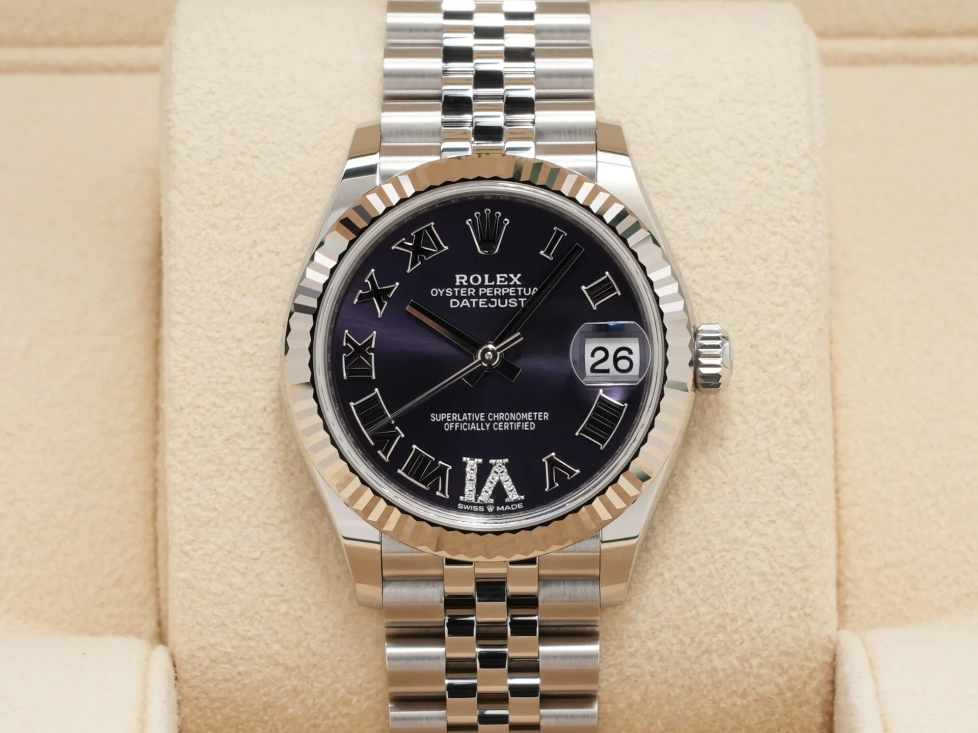ロレックス デイトジャスト31 Ref.278274 ステンレススチール/ホワイトゴールド オーベルジーヌ文字盤 ジュビリーブレスレット - Image 2