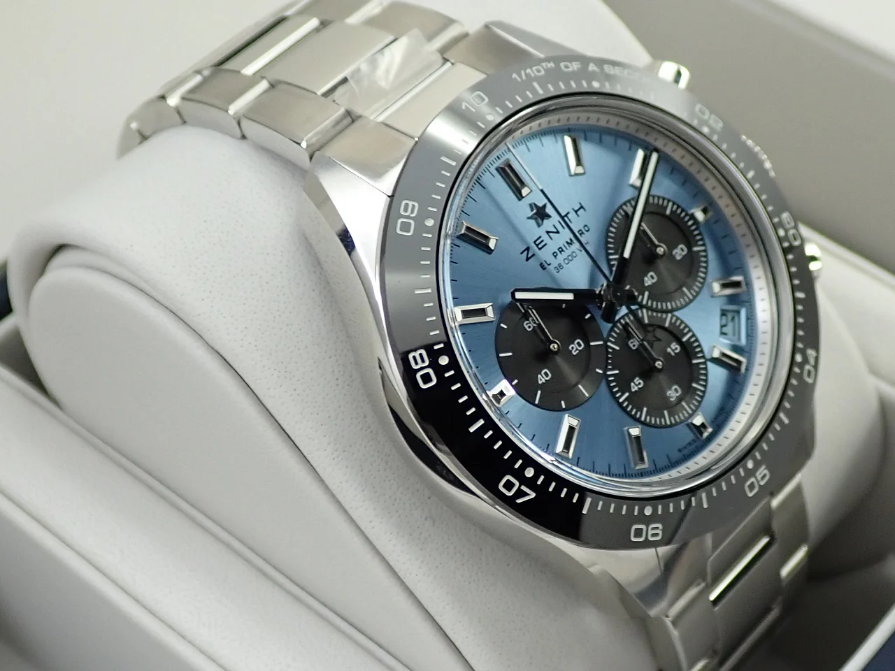 ゼニス クロノマスター スポーツ ヨシダ スペシャル エディション Ref.03.3104.3600/54.M3100 アクアブルー文字盤 極美品 58TS3YLP - Image 5