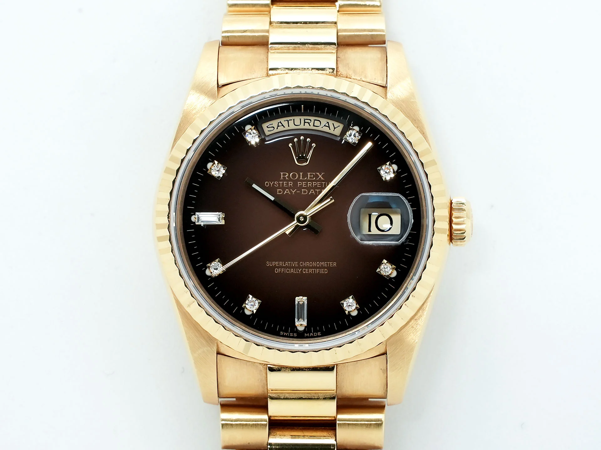 ロレックス デイデイト36 Ref.18238 イエローゴールド ブラウングラデーション×10Pダイヤ文字盤 中古 6b7hn3a4 - Image 2