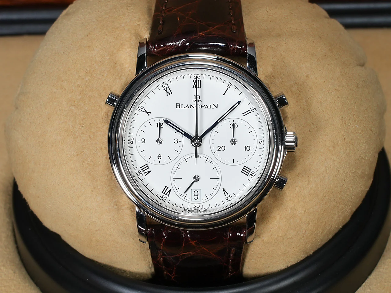 ブランパン ヴィルレ スプリットセコンド クロノグラフ Ref.1186-3427-55 PT ホワイト文字盤 中古 8AZ2066Z - Image 2