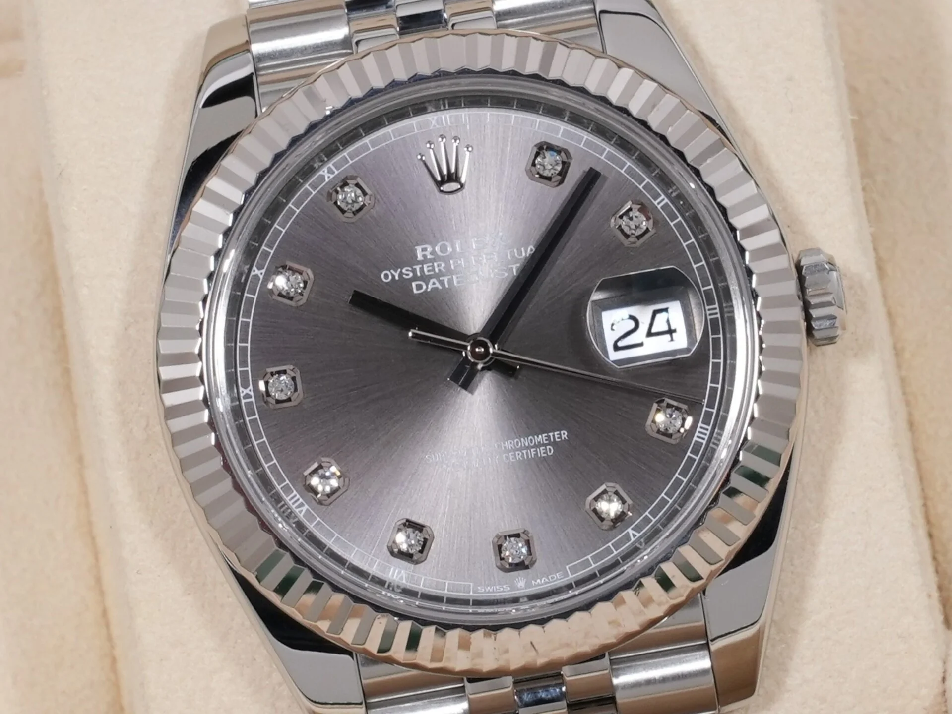 ロレックス デイトジャスト41 Ref.126334G ステンレススチール/ホワイトゴールド スレートx10Pダイヤ文字盤 ジュビリーブレスレット - Image 3