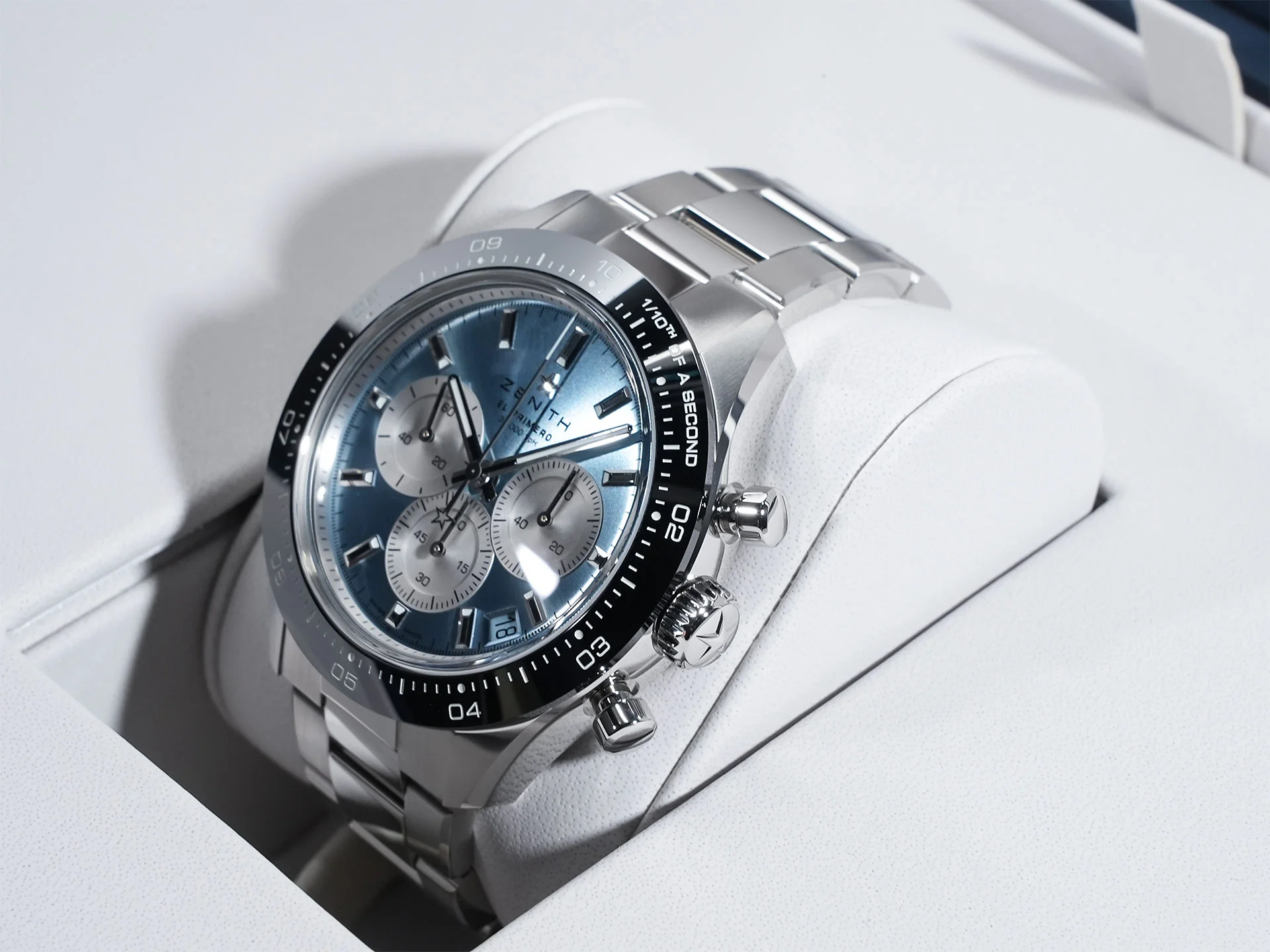 ゼニス クロノマスター スポーツ ヨシダスペシャル Ref.03.3106.3600/55.M3100 アイスブルーｘシルバー文字盤 未使用 f73nbg4x - Image 4