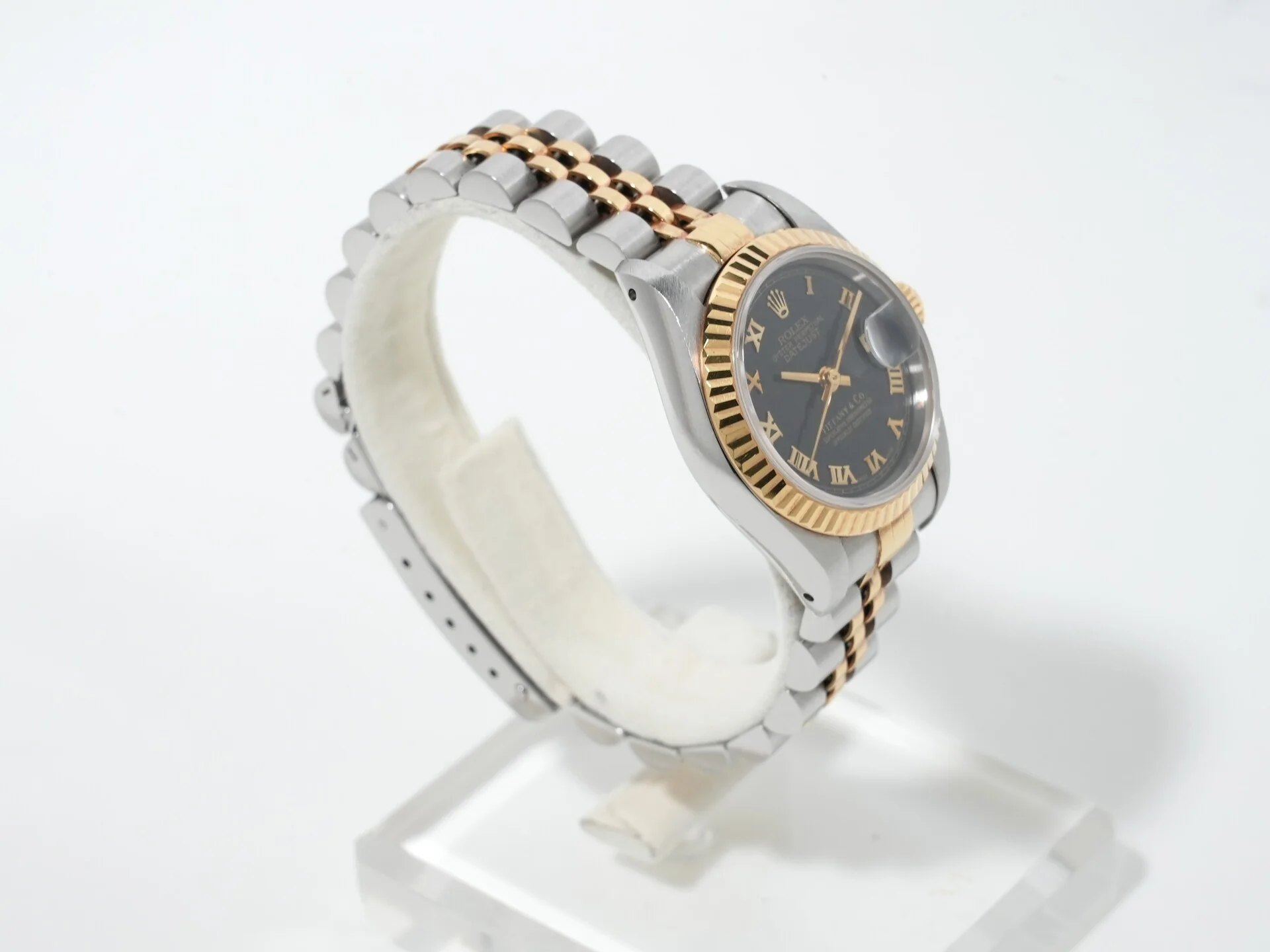 ロレックス デイトジャスト TIFFANY&CO. Ref.69173 ステンレススチール/イエローゴールド ブラックピラミッドローマン文字盤 ジュビリーブレスレット 中古 goeq3n8r - Image 5
