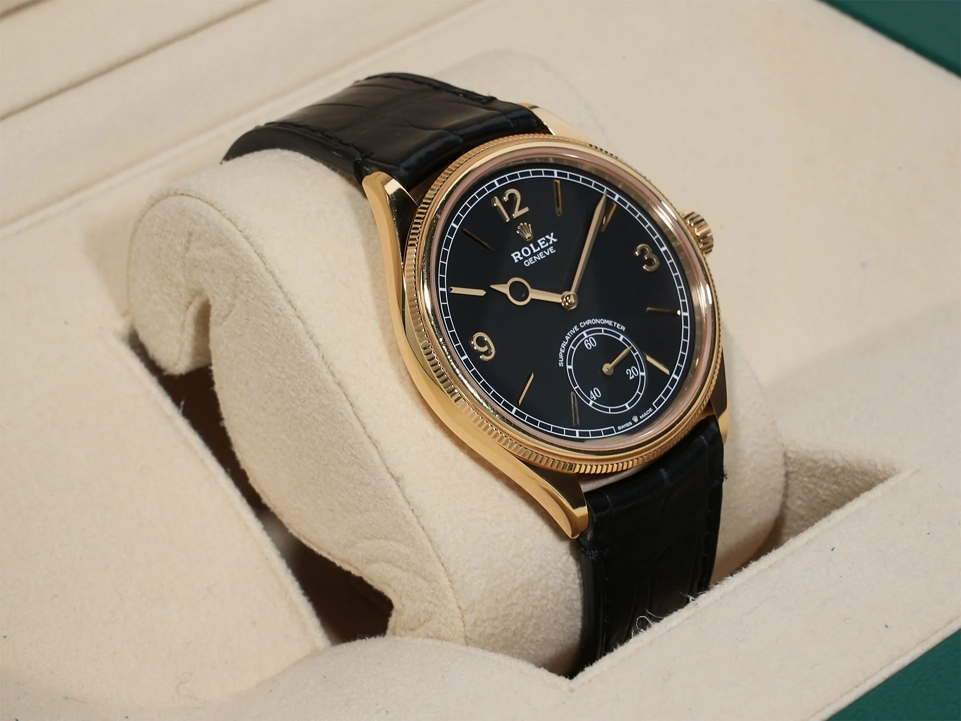 ロレックス 1908 Ref.52508 イエローゴールド ブラック文字盤 革ベルト 中古 jtz9yazw - Image 5
