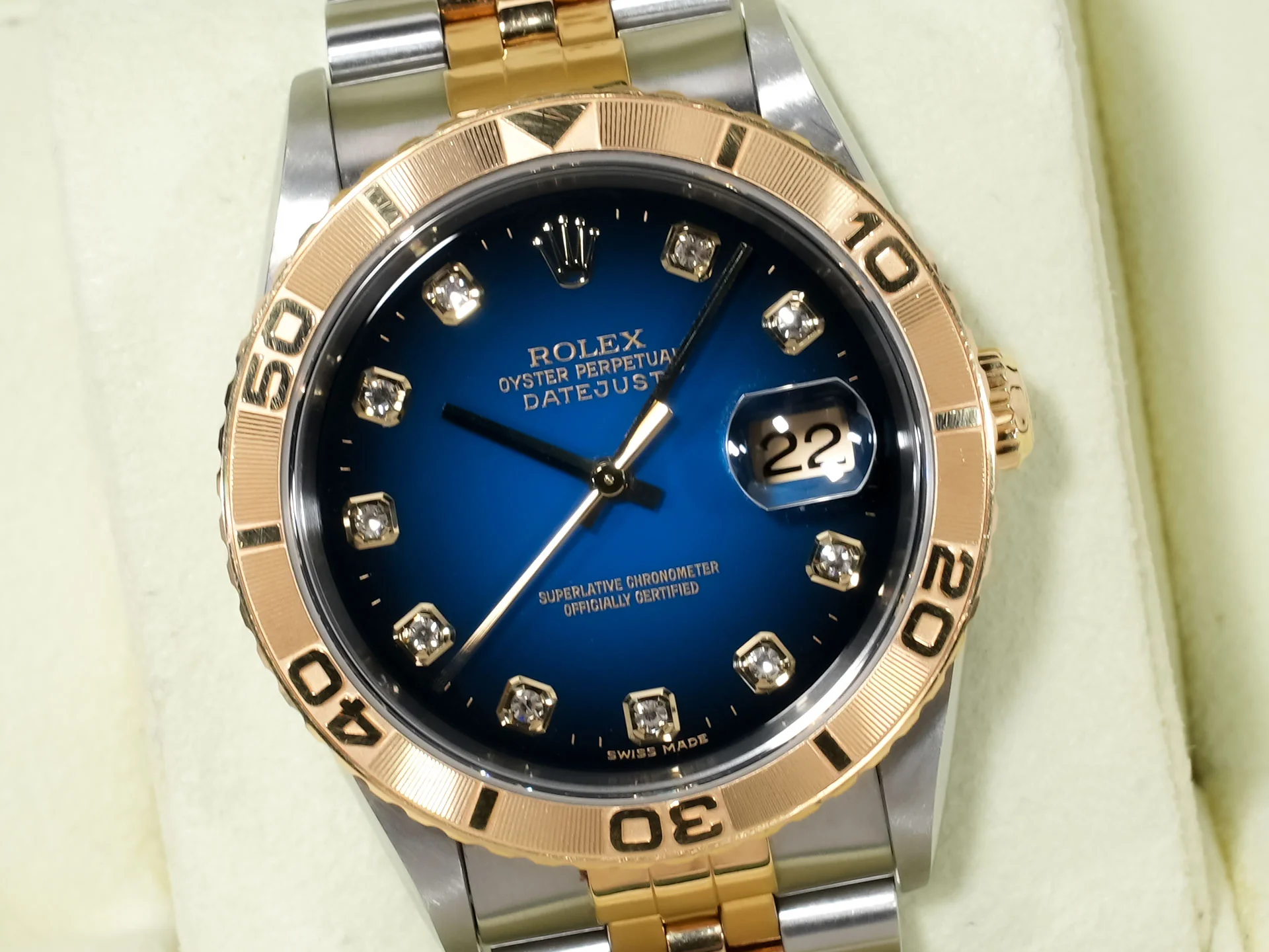 ロレックス デイトジャスト サンダーバード Ref.16263G ステンレススチール/イエローゴールド ブルーグラデーションx10Pダイヤ文字盤 ジュビリーブレスレット 中古 k3acyscs - Image 3