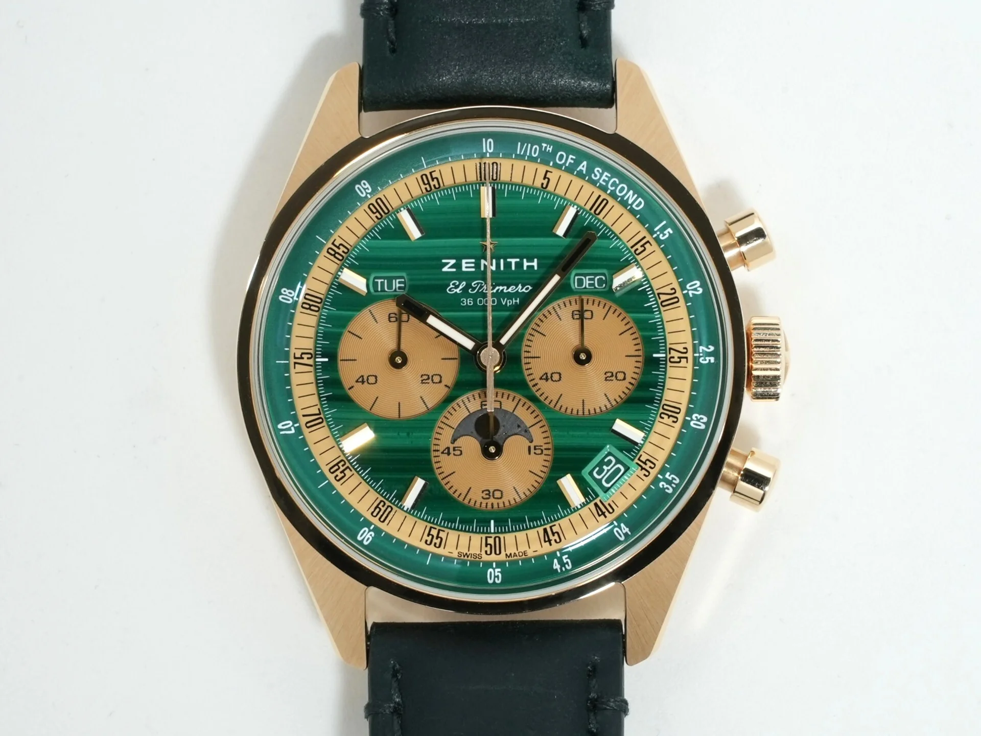 ゼニス クロノマスター オリジナル トリプルカレンダー マラカイト Ref.30.3400.3610/63.C916 イエローゴールド マラカイト文字盤 美中古 kw85tznt - Image 2