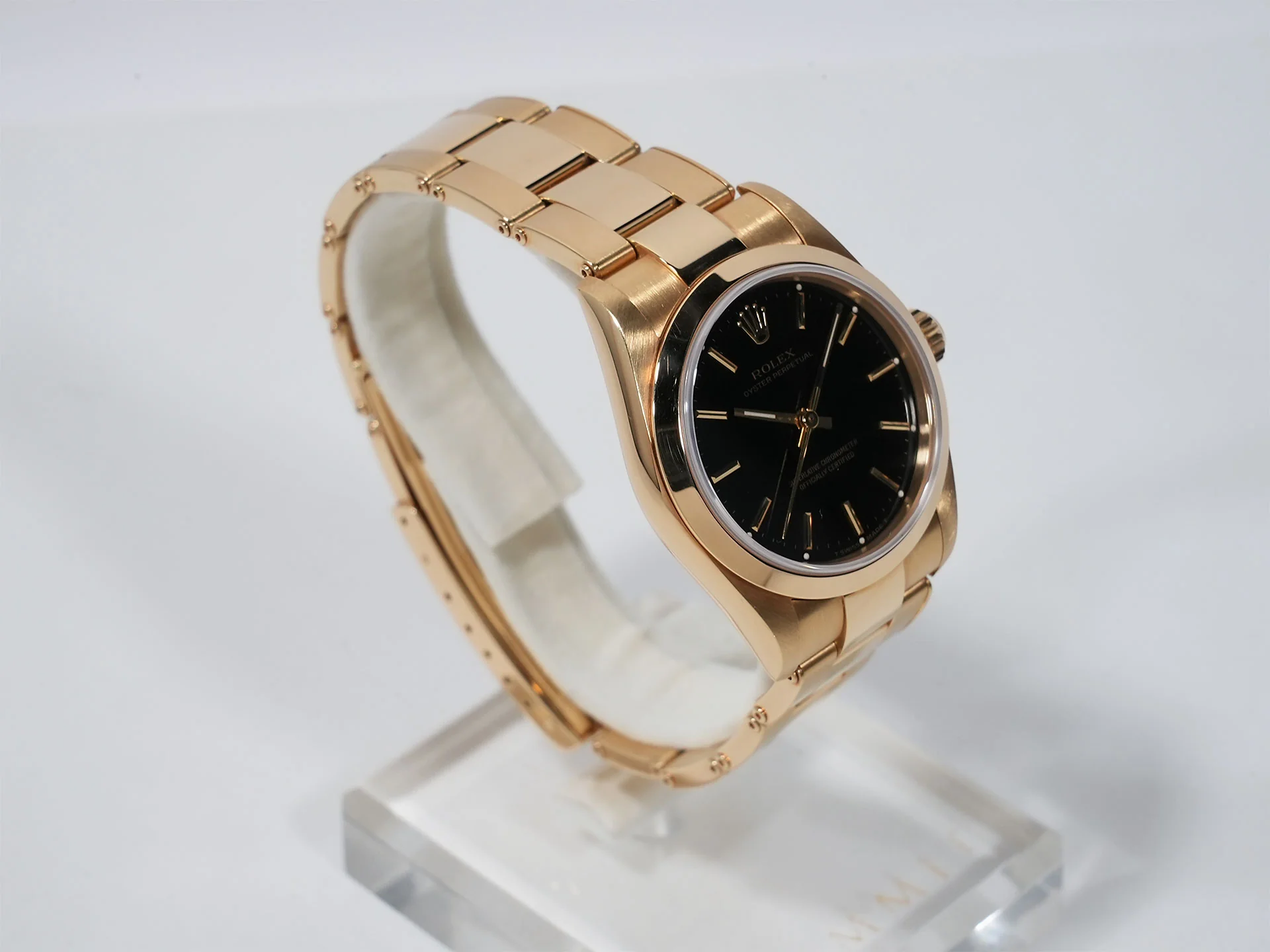 ロレックス オイスターパーペチュアル Ref.67488 イエローゴールド ブラック文字盤 - Image 5