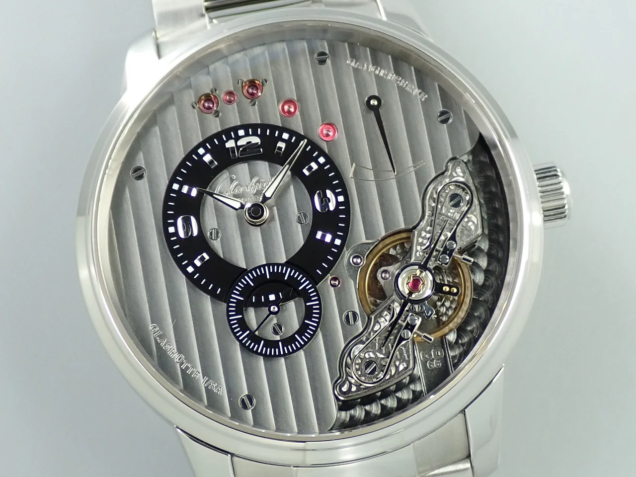 グラスヒュッテオリジナル パノインバース Ref.1-66-06-04-22-14 シルバー文字盤 美品 P9JAFMRW - Image 2
