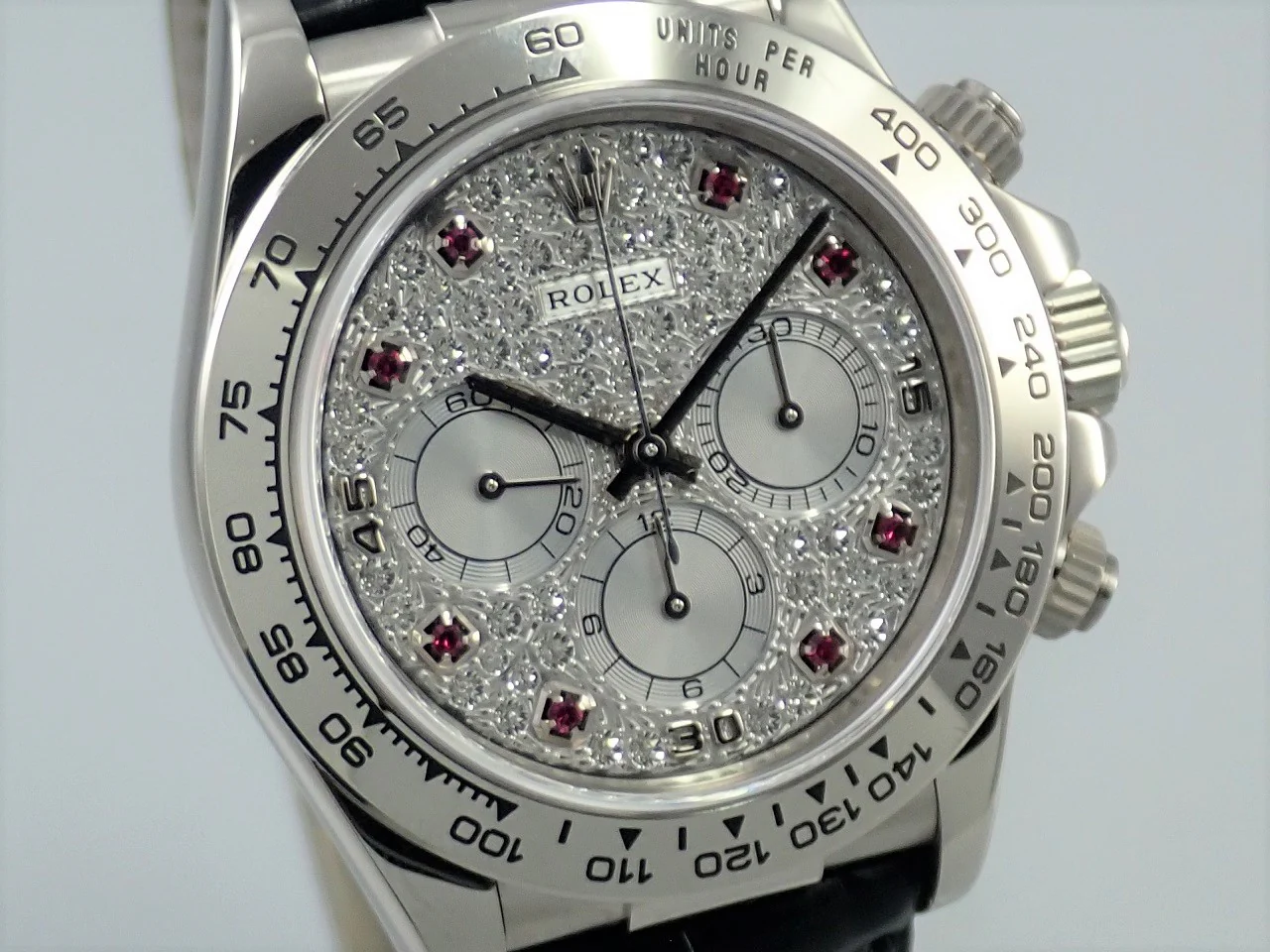 ロレックス デイトナ エルプリメロ Ref.16519 ホワイトゴールド パヴェダイヤx8Pルビー文字盤 - Image 3