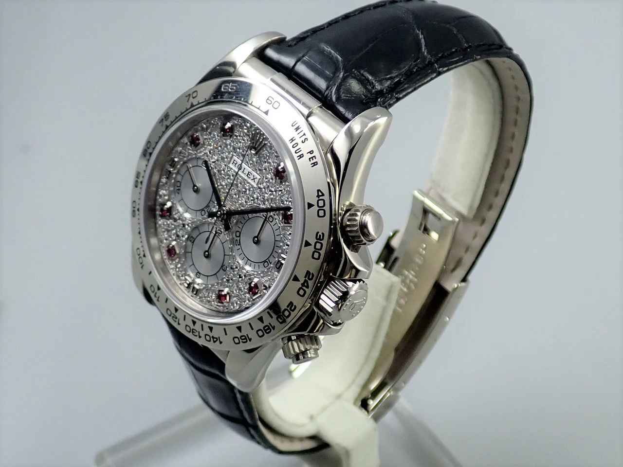 ロレックス デイトナ エルプリメロ Ref.16519 ホワイトゴールド パヴェダイヤx8Pルビー文字盤 - Image 4