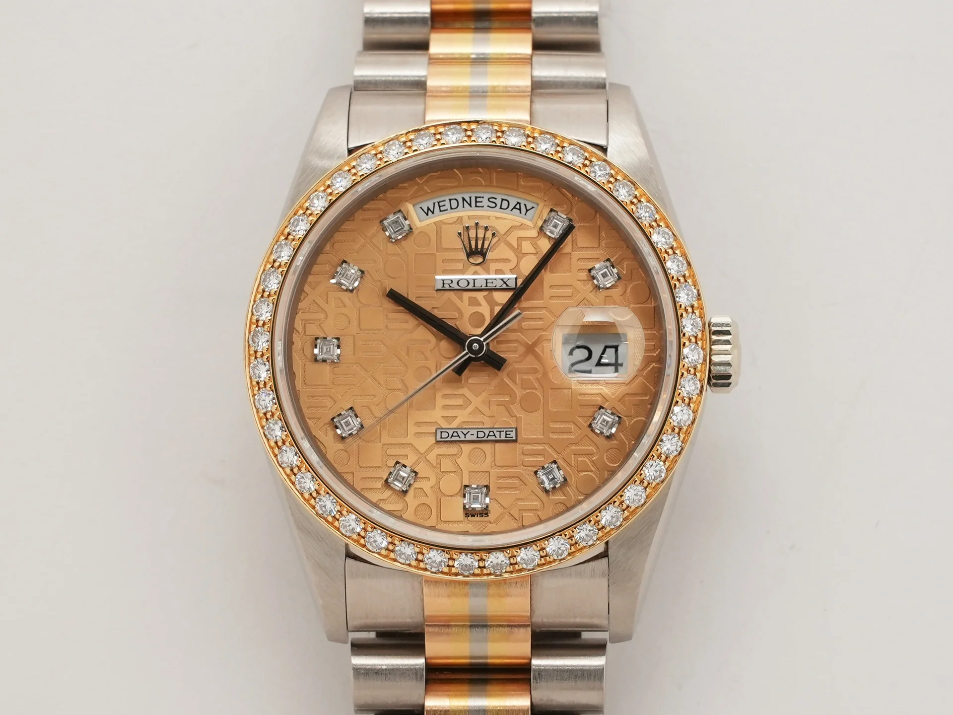 ロレックス デイデイト36 Ref.18349GBIC ホワイトゴールド/ローズゴールド/イエローゴールド ホリコンピューターx10Pダイヤ文字盤 中古 qn4m5g3f - Image 2