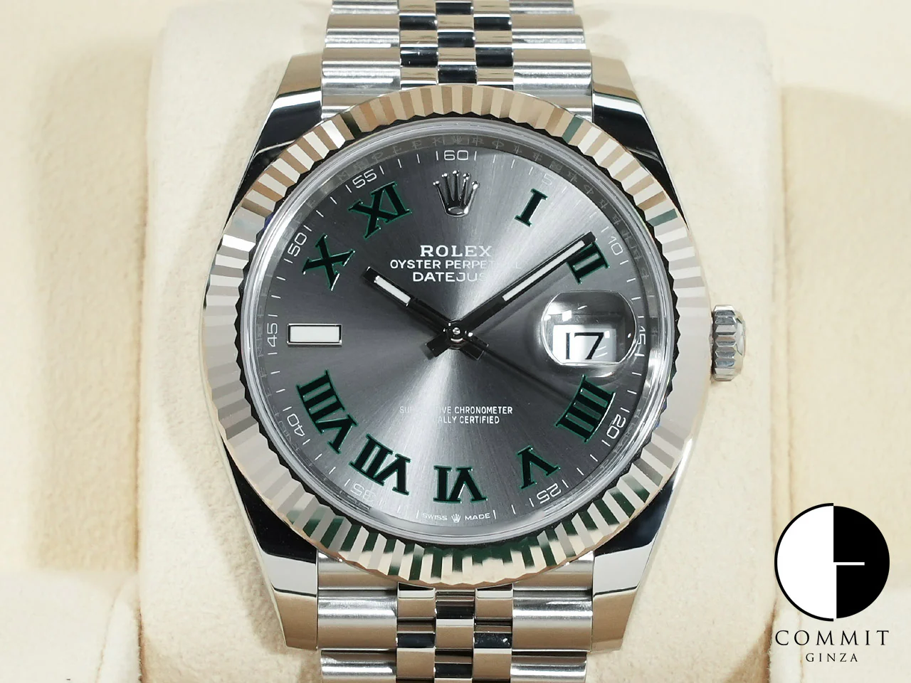 ロレックス デイトジャスト41 Ref.126334 ステンレススチール/ホワイトゴールド スレートローマン文字盤 ジュビリーブレスレット 未使用 rbht2btc