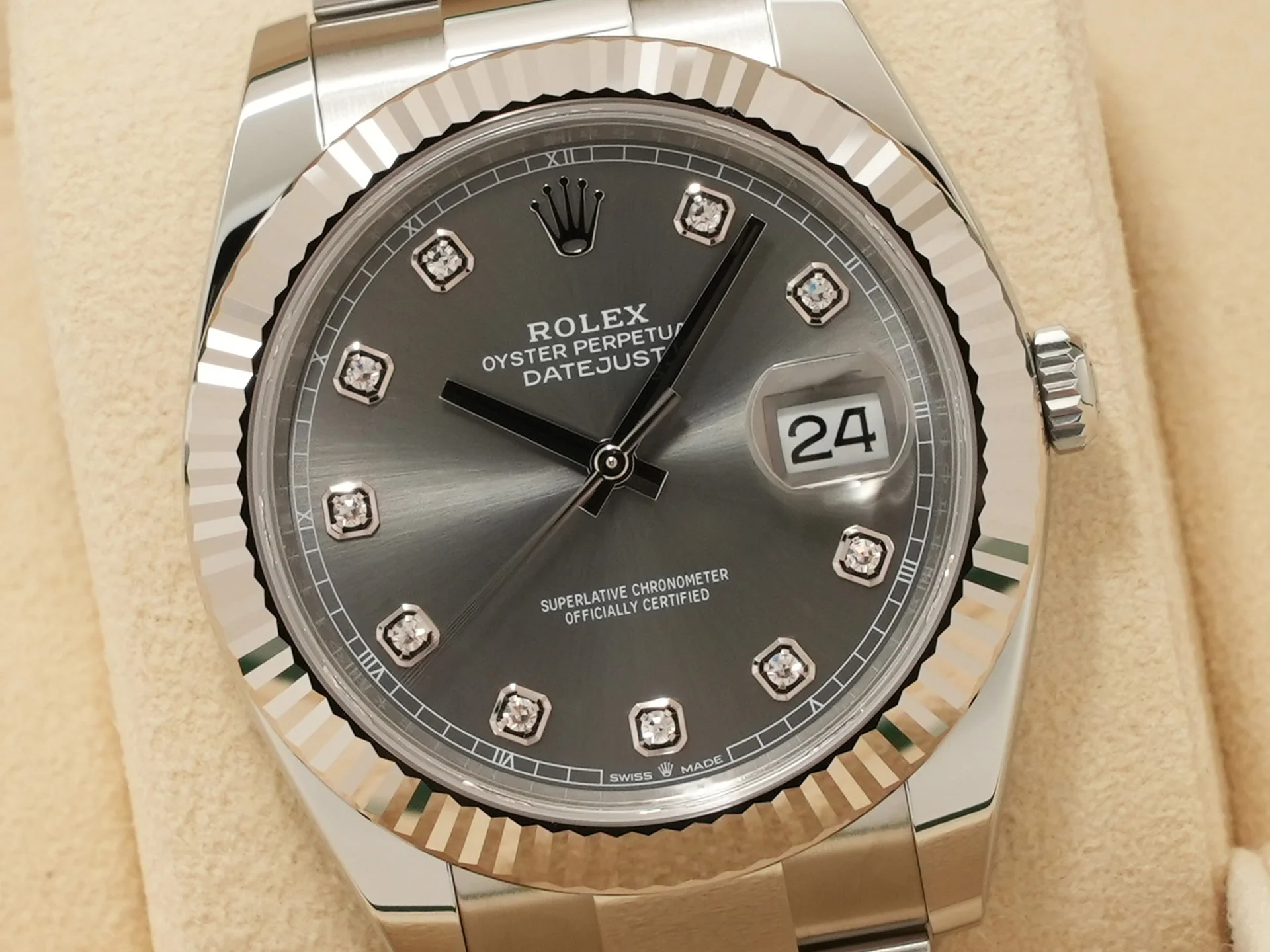 ロレックス デイトジャスト41 Ref.126334G ステンレススチール/ホワイトゴールド スレートx10Pダイヤ文字盤 オイスターブレスレット - Image 3