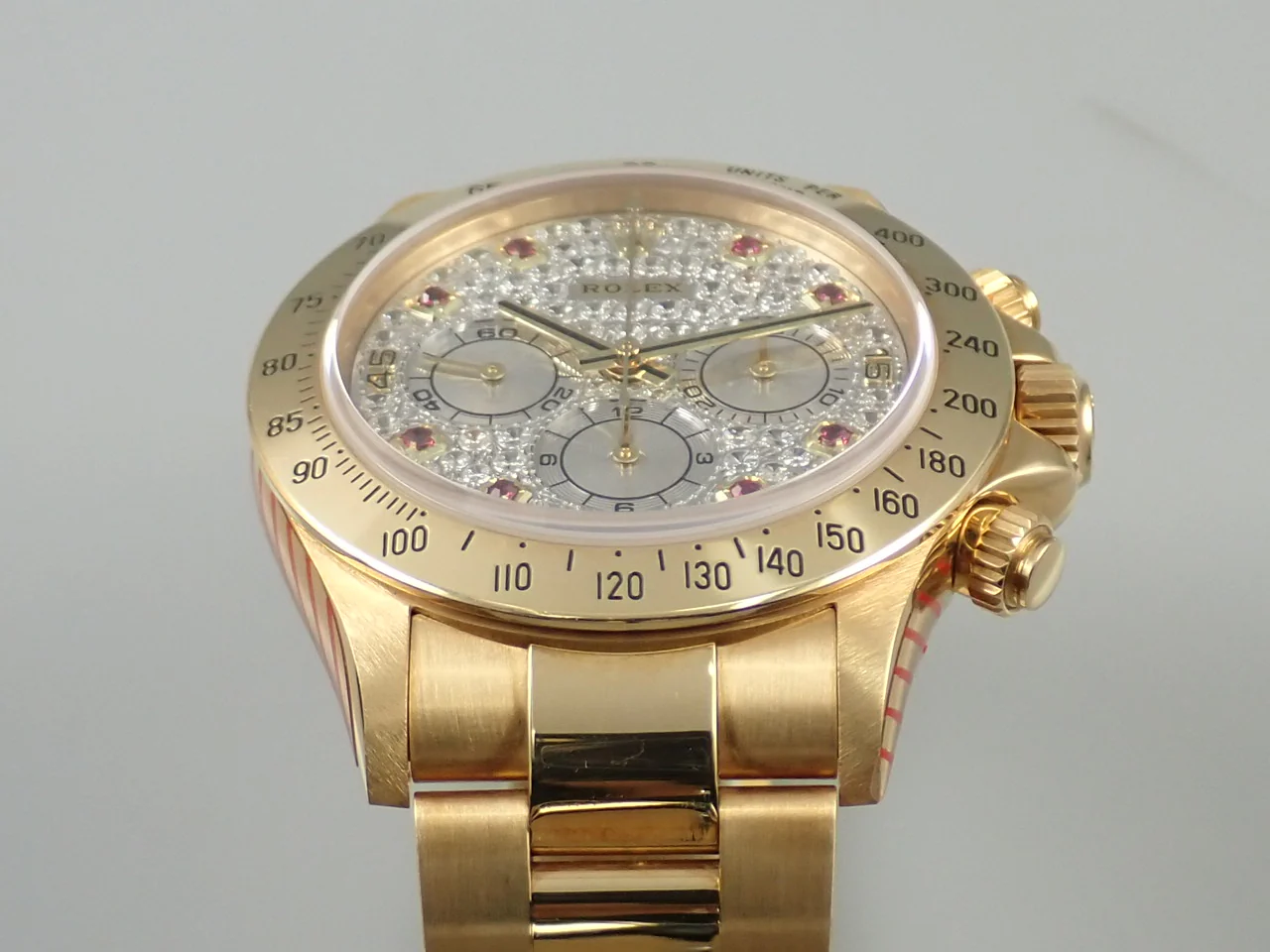 ロレックス デイトナ エルプリメロ Ref.16528 イエローゴールド パヴェダイヤ文字盤 - Image 6