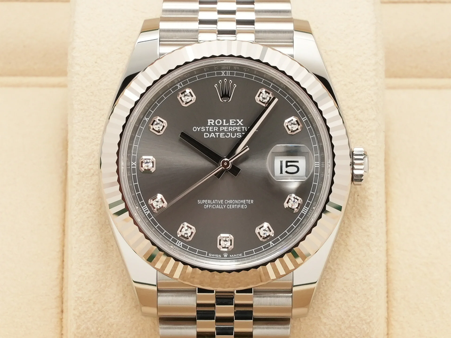 ロレックス デイトジャスト41 Ref.126334G ステンレススチール/ホワイトゴールド スレートx10Pダイヤ文字盤 ジュビリーブレスレット - Image 2