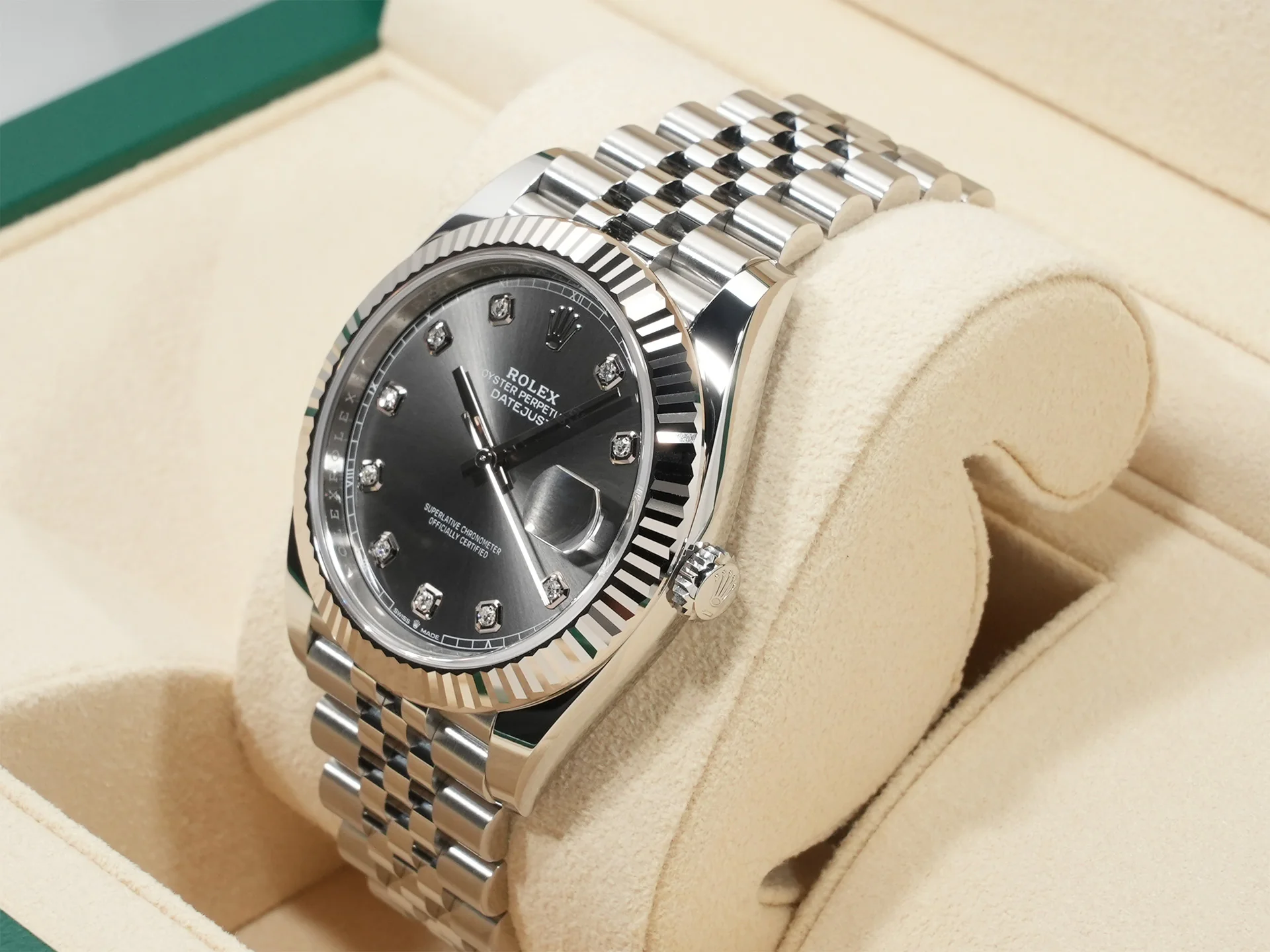 ロレックス デイトジャスト41 Ref.126334G ステンレススチール/ホワイトゴールド スレートx10Pダイヤ文字盤 ジュビリーブレスレット - Image 4