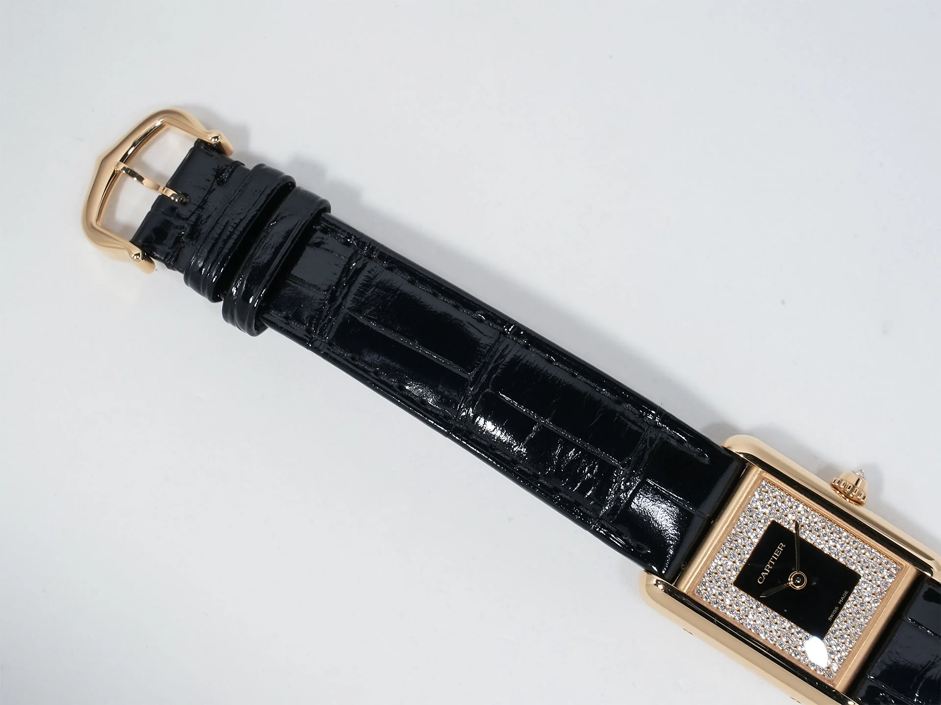 カルティエ タンク ルイ カルティエ SM Ref.WGTA0269 イエローゴールド ブラック×パヴェダイヤ文字盤 中古 wvd5ound - Image 8