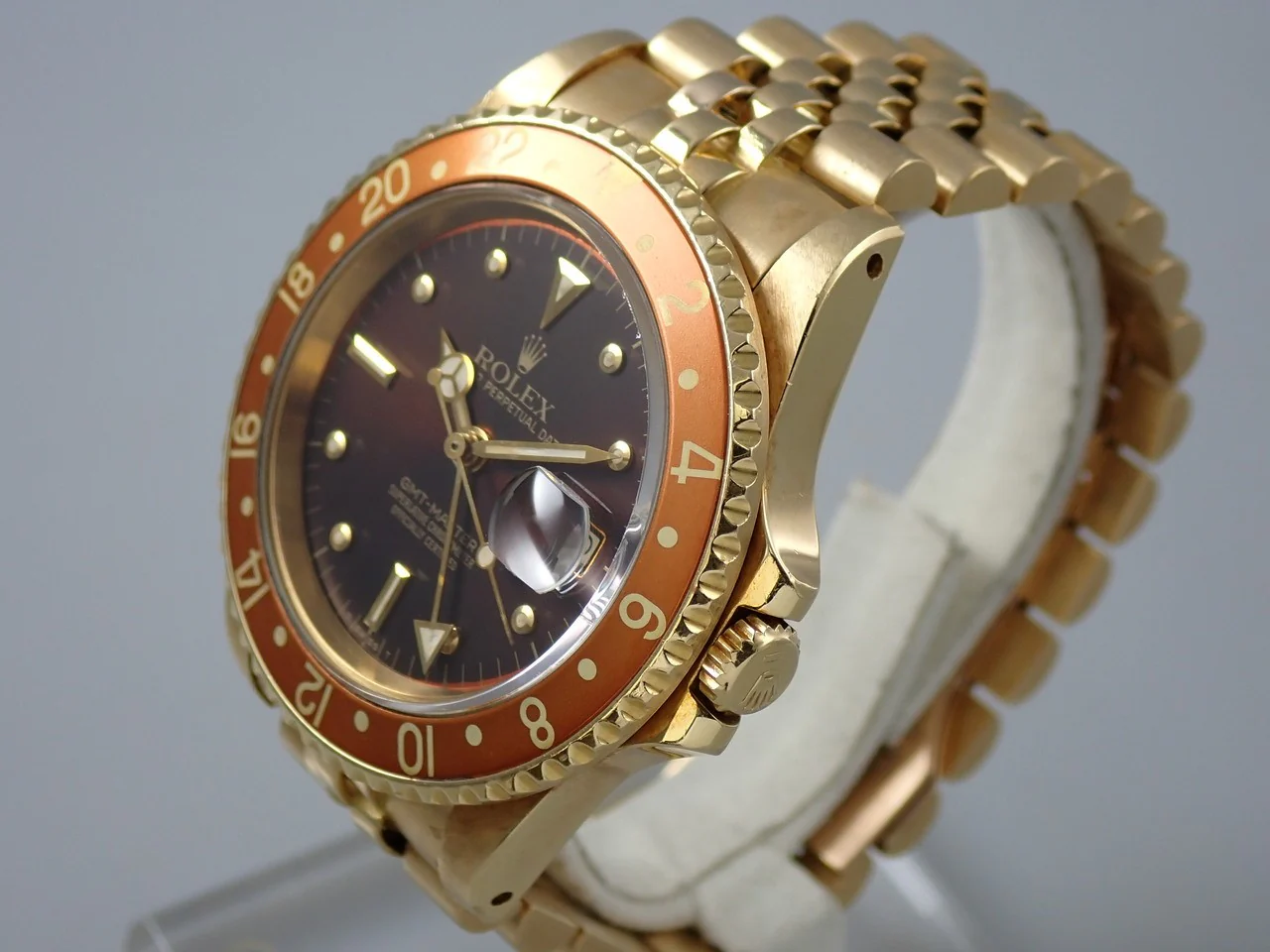 ロレックス GMTマスター Ref.16758 イエローゴールド ブラウン文字盤 ジュビリーブレスレット - Image 4