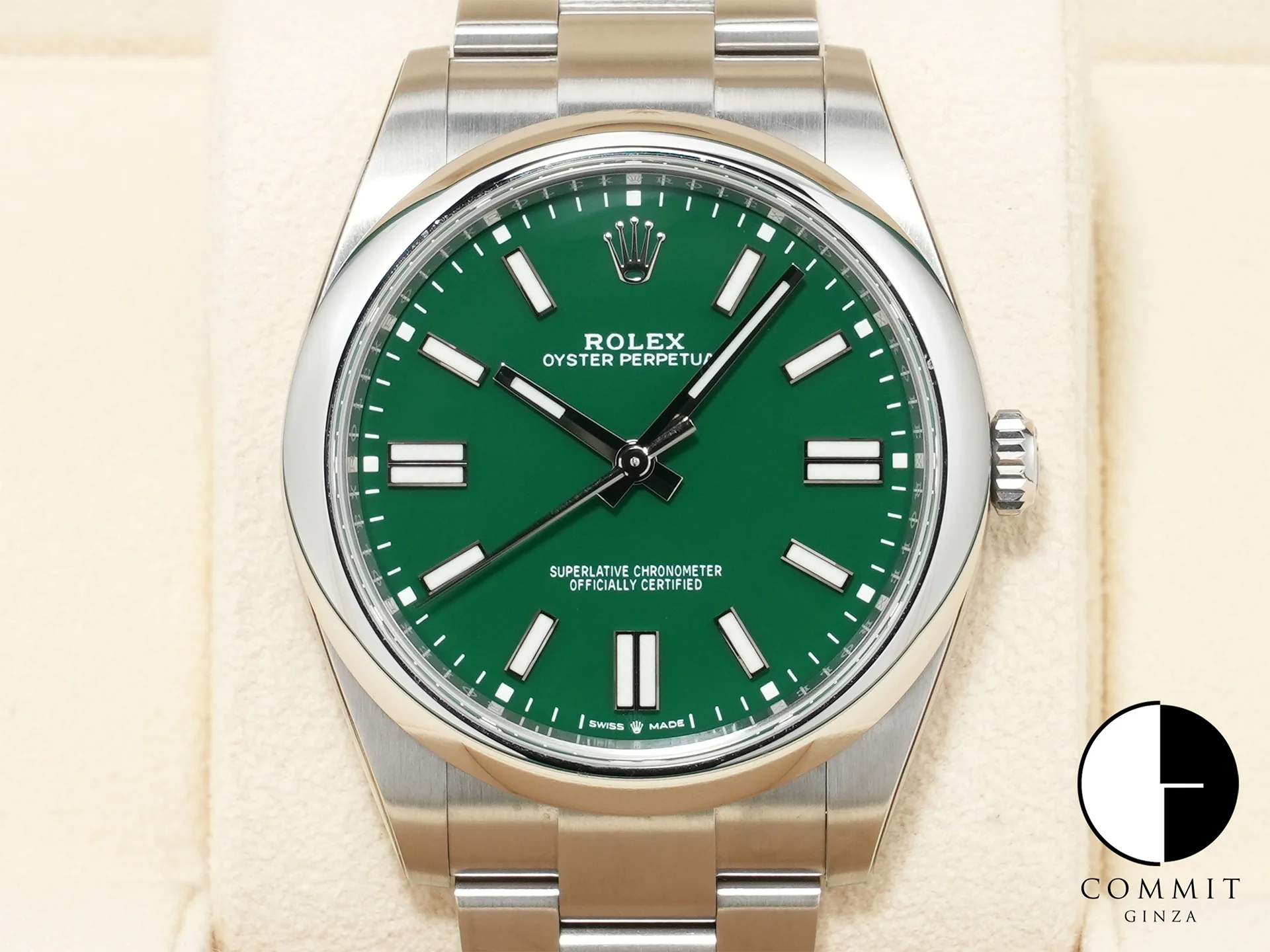 ロレックス オイスターパーペチュアル41 Ref.124300 ステンレススチール グリーン文字盤 極美品 x6vacedy