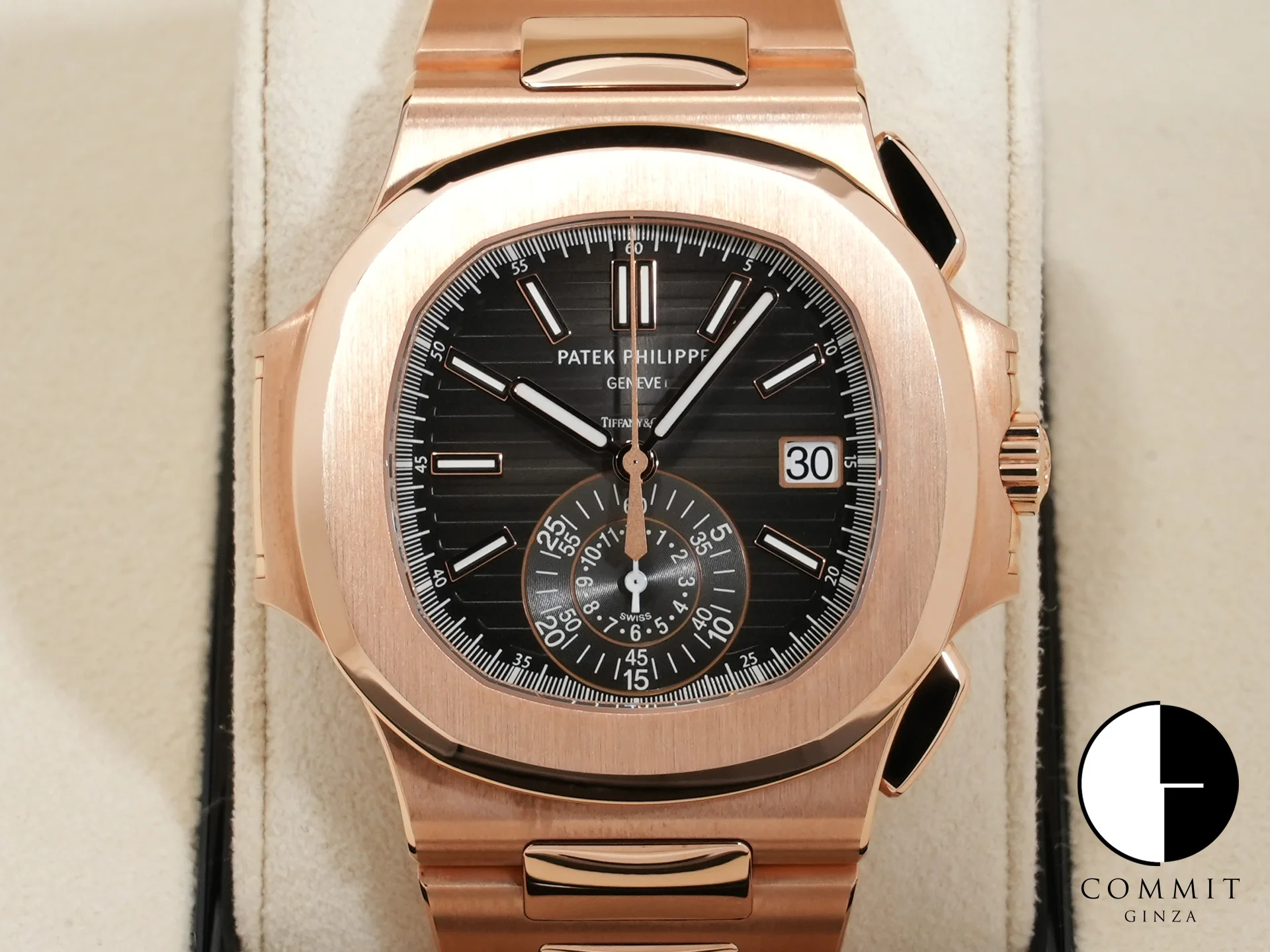 パテックフィリップ ノーチラス クロノグラフ TIFFANY&CO. Ref.5980/1R-001 ローズゴールド ブラックグラデーション文字盤
