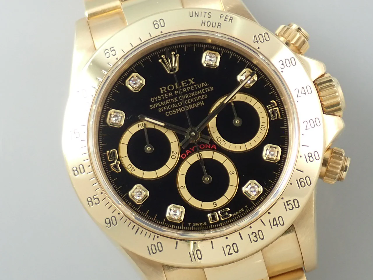 ロレックス デイトナ エルプリメロ Ref.16528 イエローゴールド ブラックx8Pダイヤ文字盤 - Image 3