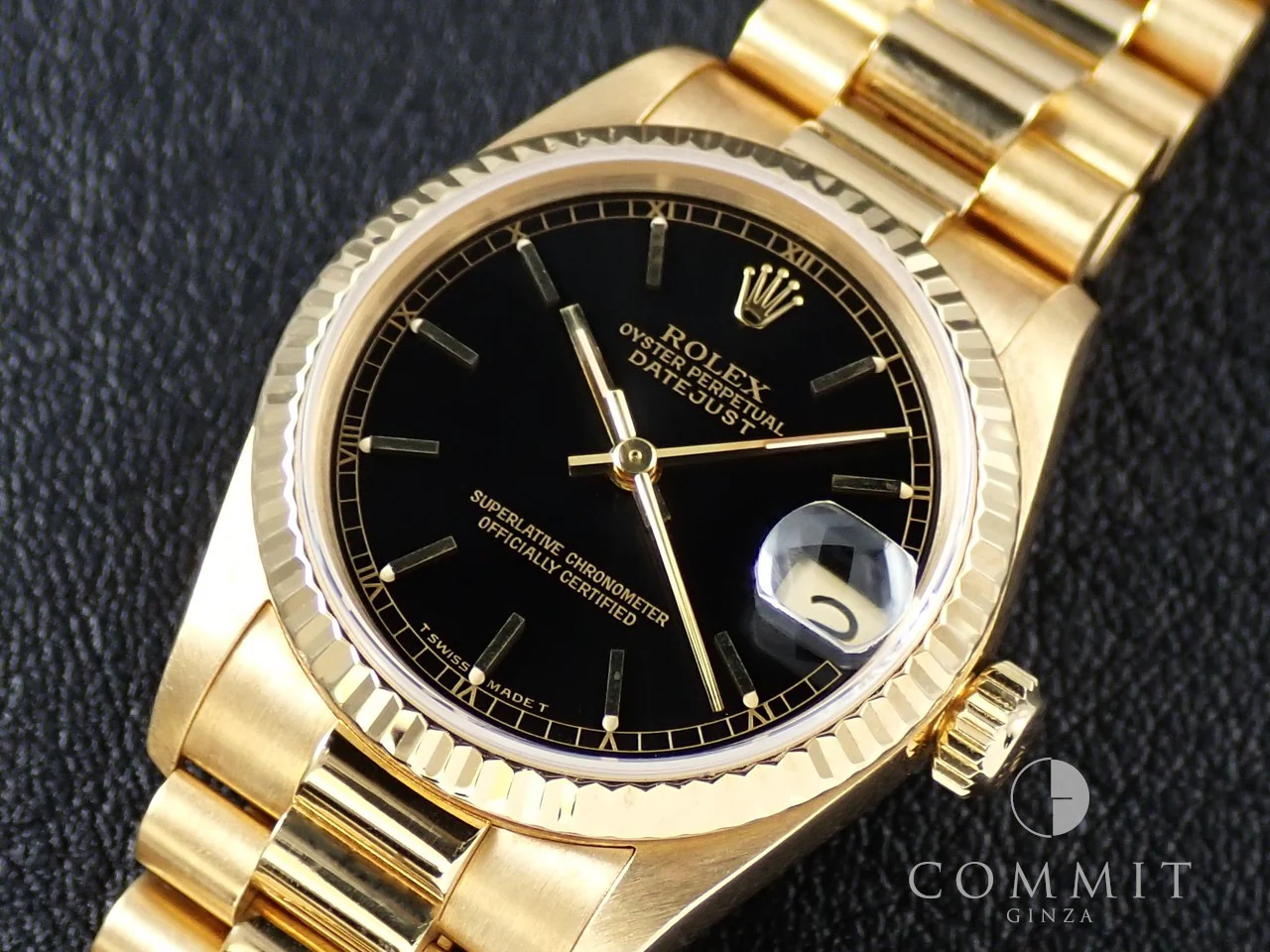 ロレックス デイトジャスト Ref.68278 イエローゴールド ブラック文字盤 プレジデントブレスレット 中古 ZW9ZT590 - Image 11